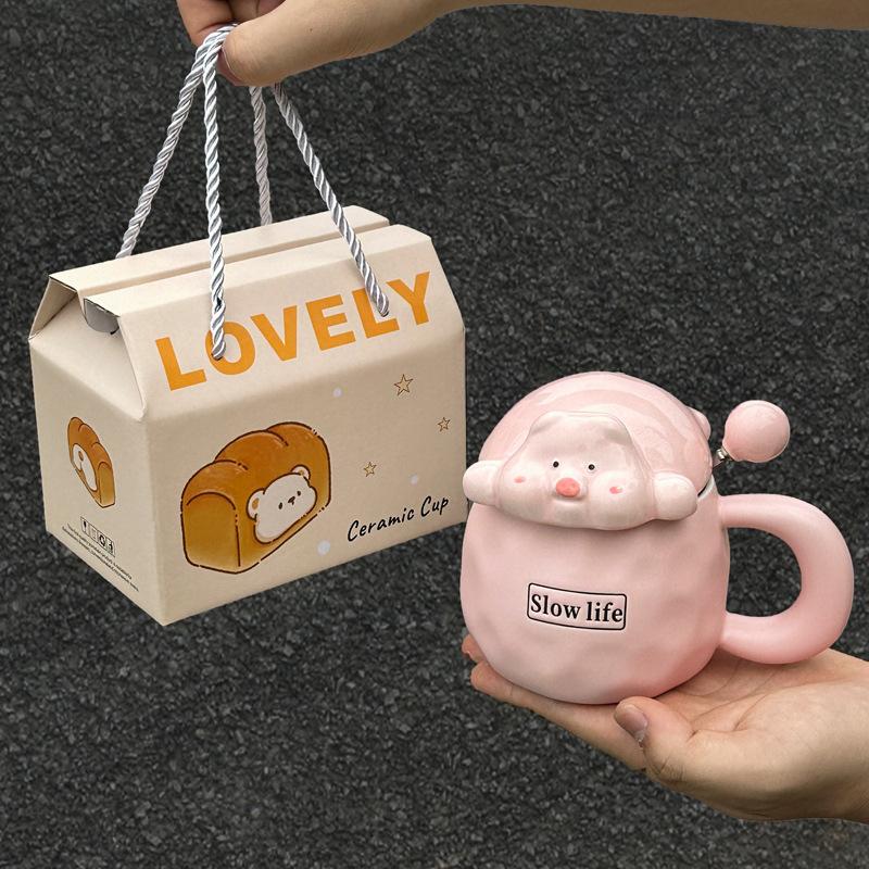 Ins Style Cute Mug with Lid Birthday Gift for Girls Giving Boys Practical Water Cup High value Mug