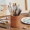Natural Rattan Pen Stand Multipurpose Desktop Organiser Storage Container For Home Offices Desk Accessories Management