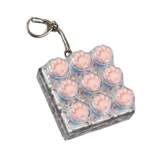 

Cat Paw Keyboard Fidget Toy 9-in-1 LED Light-up Keyboard Keychain Decompression Button Finger Clicker Toy Work Travel Stress Relief Desk Toy