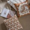 New Oat Color High End Geometric Jacquard Cushion Cover Double-Sided Modern Light Luxury Pillow Covers Decorative Decor Home