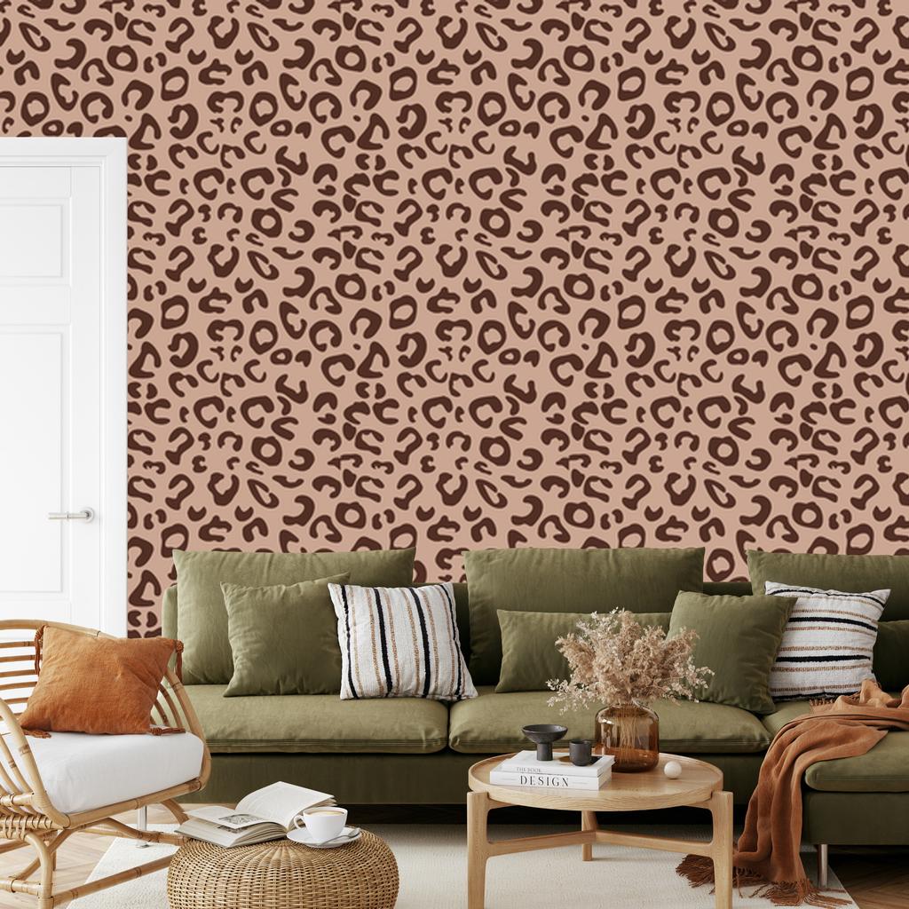 Animal Skin Wallpaper Beige, Rust and Orange 50x1000