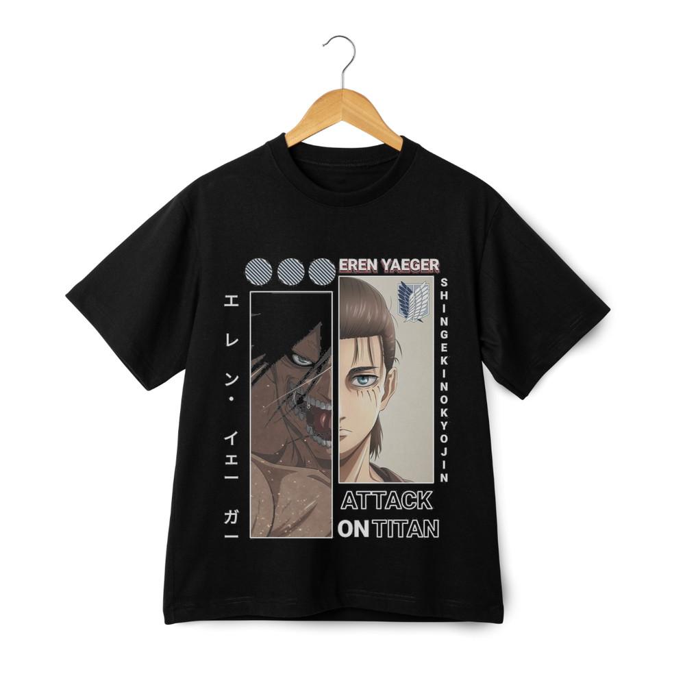 

Eren Yeager Attack on Titan Unisex Graphic T-Shirt -Anime Manga Short Sleeve Tee XL