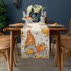 Fall Harvest Gnome Pumpkin Linen Table Runner Party Decor Washable Kitchen Dining Table Runner Autumn Thanksgiving Decoration