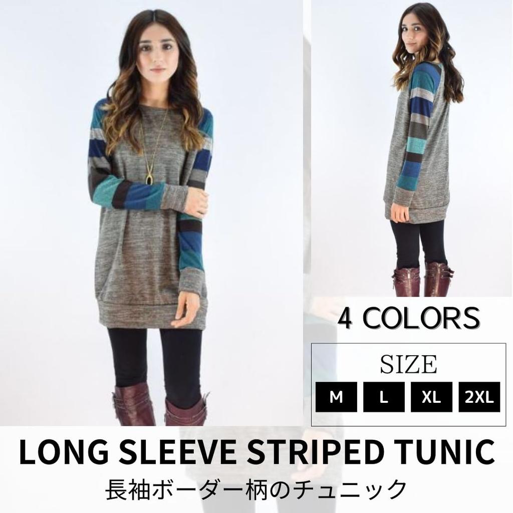 Long Sleeve Striped Knit Tunic for Long Striped Knit Ladies Large Size [RED RAY] Women, Sleeve, Tunic, Tops, T-shirt, T-shirt, Shirt, Large, (JP,