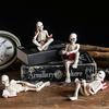 1 Pc/4 Pcs Halloween Skull Figurine Resin Reading Book Skeleton Statue Gothic Halloween
