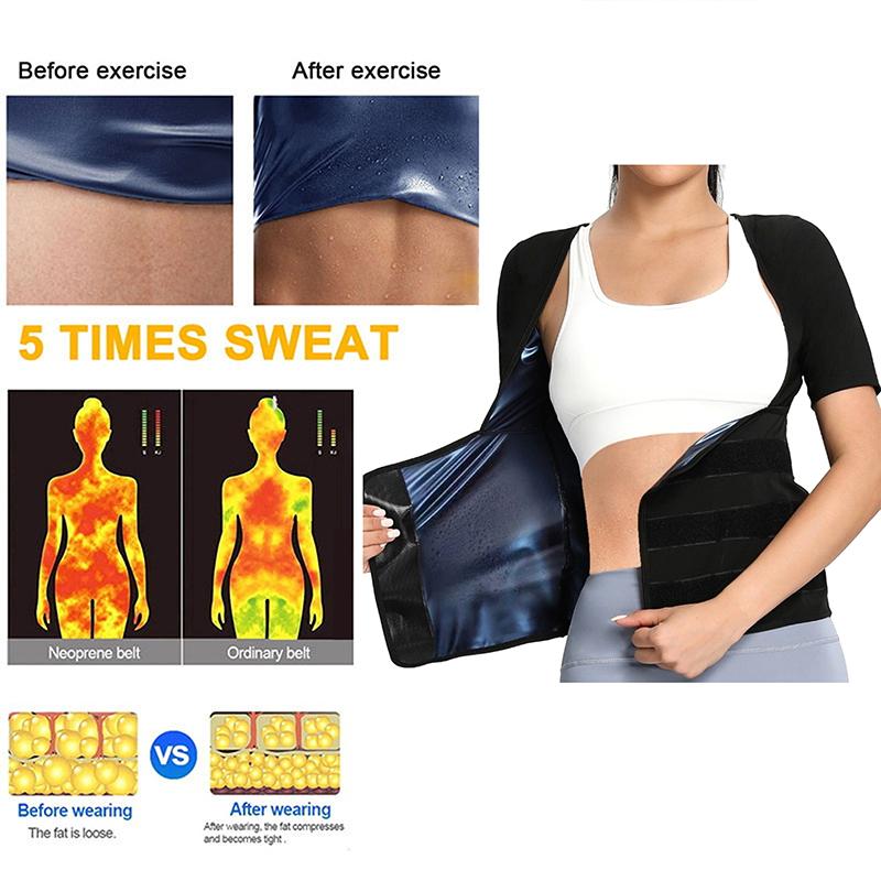 Sauna Suit For Women Sweat Body Shaper Hot Waist Trainer Short Sleeve Shirt Workout Top|Shaping Sweating Short Sleeve Bodysuit