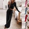 Women 2 Piece Outfits Long Sleeve Crop Top High Waist Drawstring Wide Leg Pants Set Casual Loungewear Tracksuit