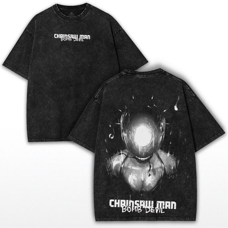 

Japan Harajuku Chainsaw Man Anime Reze Devil Graphic T Shirt Washed Tshirt Men Women Clothing Oversized Cotton Short Sleeve Tee S