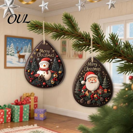 Retro Truck Xmas Signs 2D Christmas Wooden Door Hanger Ornaments, Santa Snowman Reindeer Welcome Wall Festive Front Sign, Rustic Farmhouse Tree