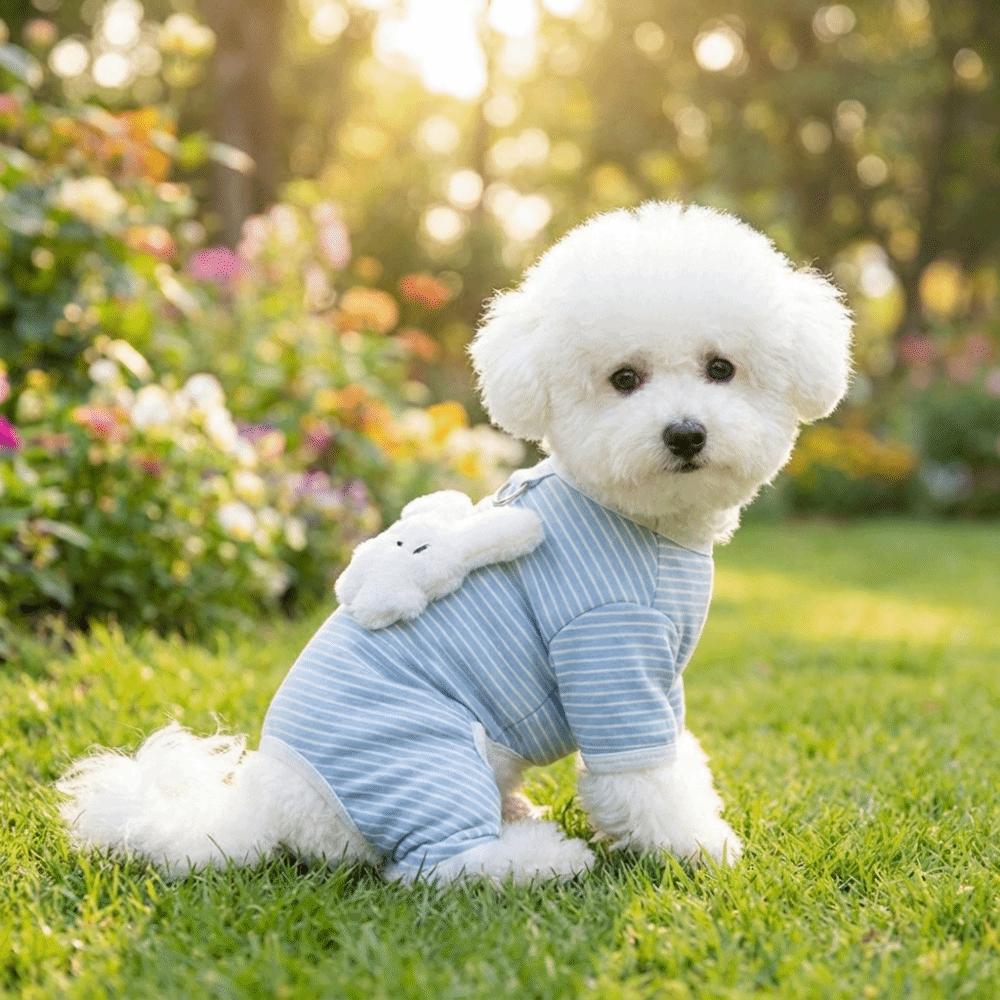 Striped Pet Four Legged Clothes Warm Pet Belly Cover Cute Puppy Warm Pullover Home Wear