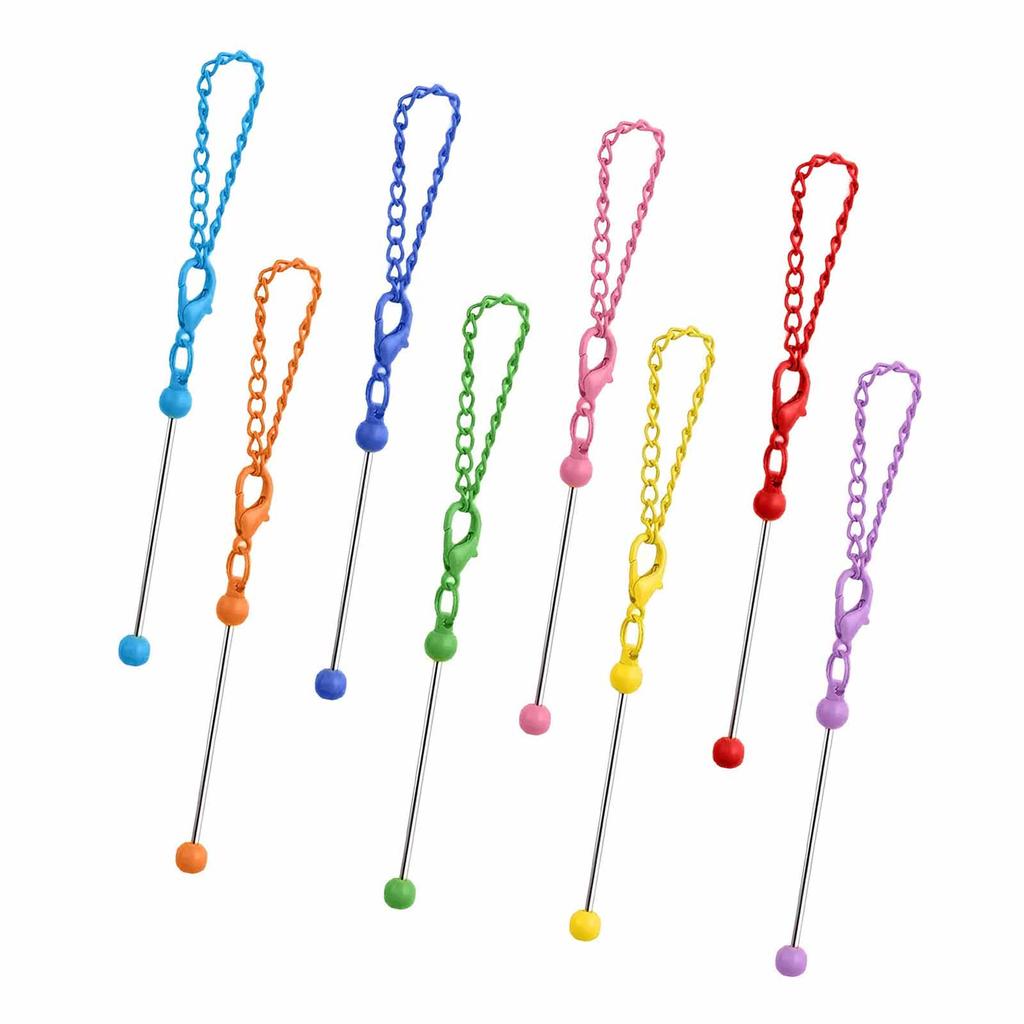 8Pcs Beadable Keychain Charm Beading Keyring Pendant Keyring Decorations Accessory for Keychain Backpacks Purse Charm