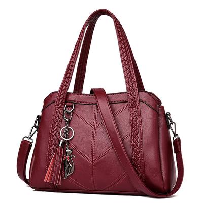 Soft Leather Tassel Fox Charms Women Handbag Single Shoulder Bag for Women MIT