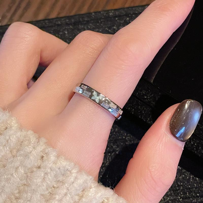 Schlichter einfacher Ring Schmetterling Emaille Tropföl Partnerring Hochwertig Exquisit Öffnung Verstellbar Accessoires