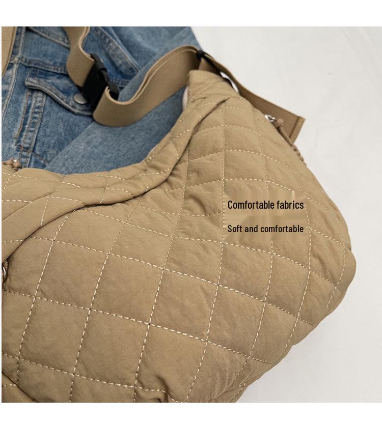 Nylon Diamond Lattice Women's Tote: 2025 Versatile, Large-Capacity, Casual Shoulder & Crossbody Bag