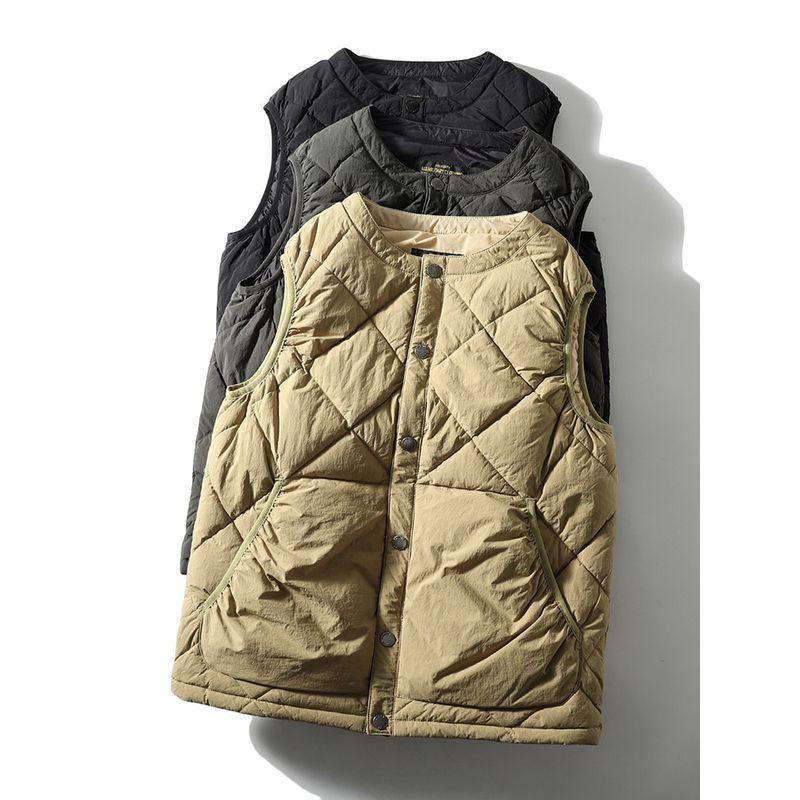Vestido de vendaje retro funcional estilo japonés para otoño e invierno Chaleco abajo Chaleco Chaleco para hombre Cuadros de diamante Chaleco de cintura Chaleco para hombre de exportación