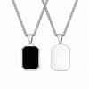 Classic Geometric Dog Tag Pendants Necklace for Men Women Stainless Steel Silver Cool Casual Street Jewelry