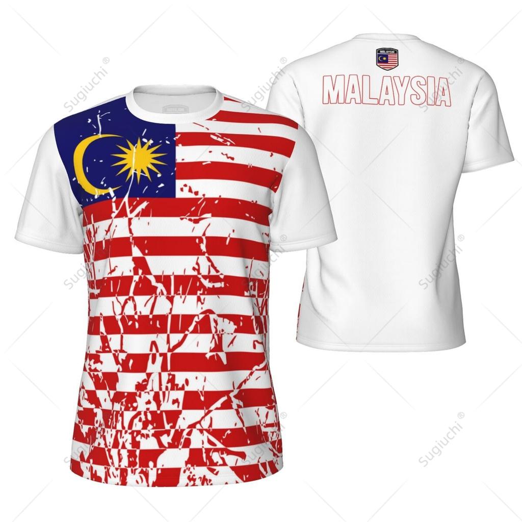 Sports Mesh T-shirt Malaysia Flag For Running Bike Soccer Tennis Football Fitness Tees 3D Printed Custom