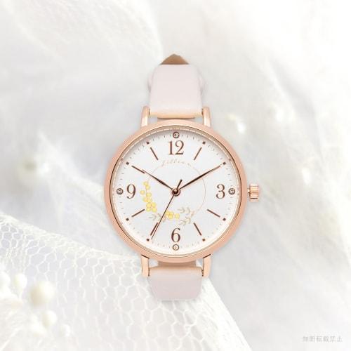 Fieldwork Women's Analog Watch with Leather Strap, Simple Floral Pattern, Rosam White, MKL2611-1