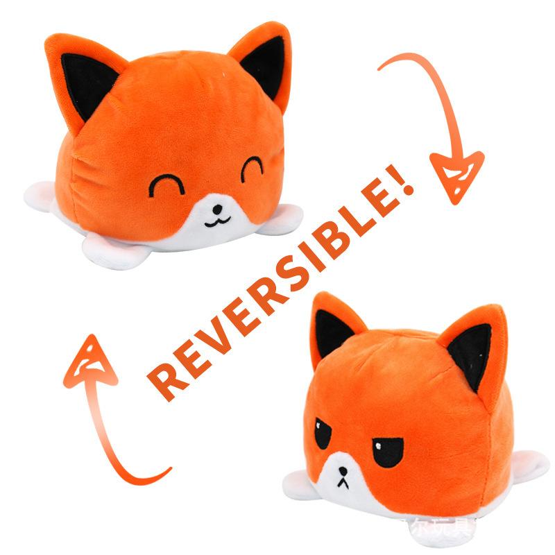 Reversible Double Sided Soft Cute Cat Plushie Dolls Stuffed Animal Cartoon Flip Kid Plush Toys Christmas Gift
