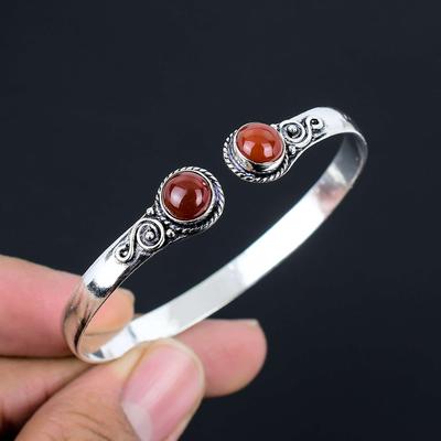 Karneola dārgakmeņu rokassprādzes 925 sudraba aproces rotaslietas dāvana unisex LG-113