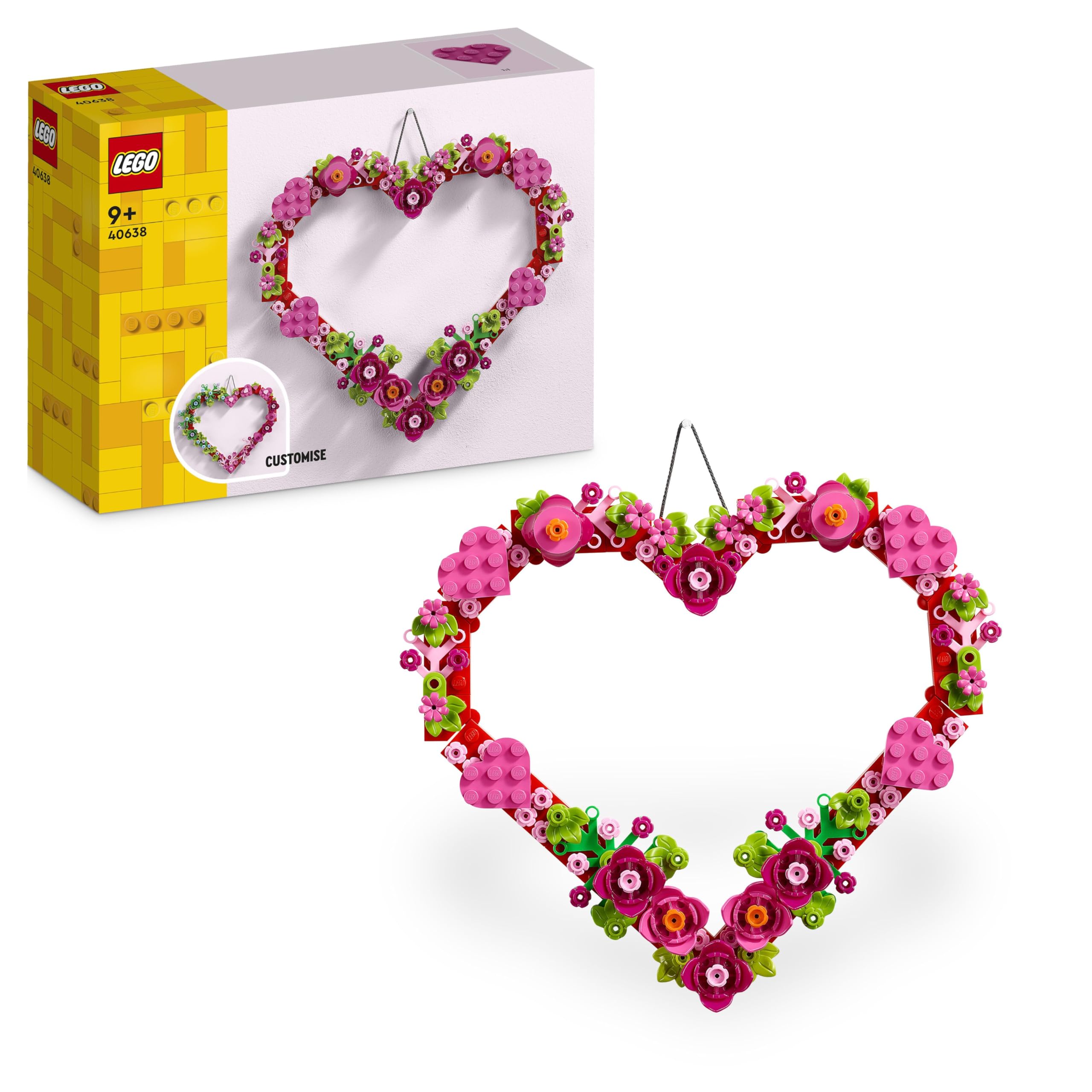 

LEGO Heart Ornament Building Toy Kit, Artificial Flower Heart Arrangement, Arts & Crafts for Kids Ages 9 and Up, 40638