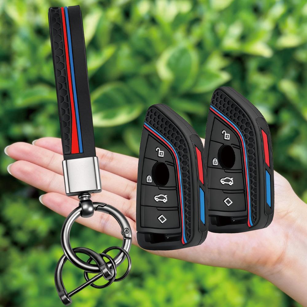 Silicone Car Key Case Bag Key Chain For BMW 1 2 3 4 5 6 7 Series X1 X3 X4 X5 X6 X7 F10 F20 F30 G20 G30 G01 F15 F16 G02 G05 F34