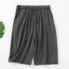 Men Summer Shorts Solid Color Loose Elastic Waist Drawstring Deep Crotch Keep Cooling Comfortable Pockets Plus Size Knee-length Shorts Men Clothes