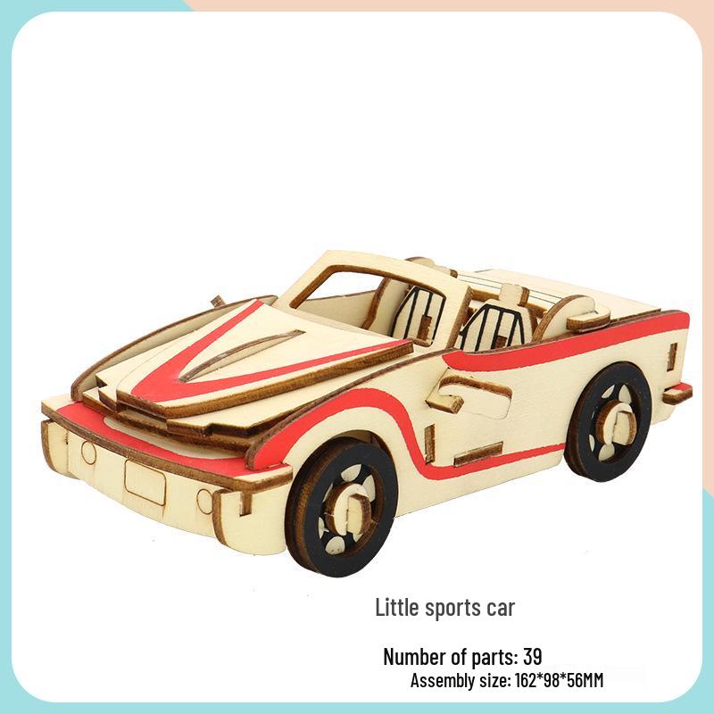 Wooden 3D Puzzle Car - Educational Handmade Toy for Kids