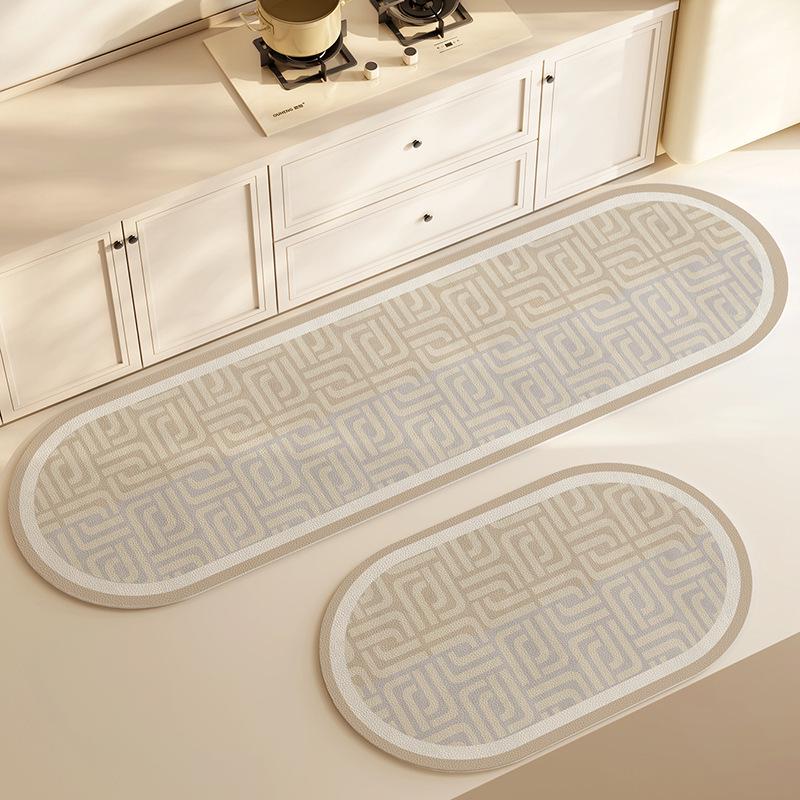 Wabi-Sabi Waterproof Non-Slip Leather Kitchen Floor Mat, Easy Clean, Oil-Proof