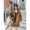 Women S Vintage Suede Jacket Loose Fit Lapel Casual Moto Coat
