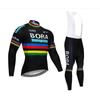 Winter Cycling Kit Thermal Fleece Long Sleeve Jersey Bib Pants Set Road Bike Outdoor Ride