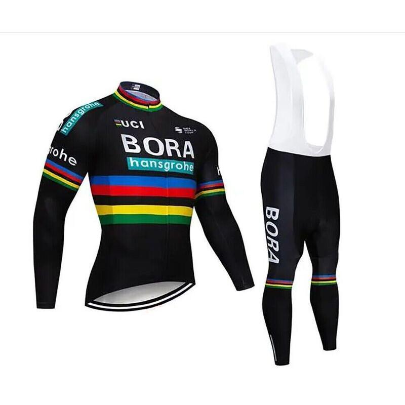 Winter Cycling Kit Thermal Fleece Long Sleeve Jersey Bib Pants Set Road Bike Outdoor Ride