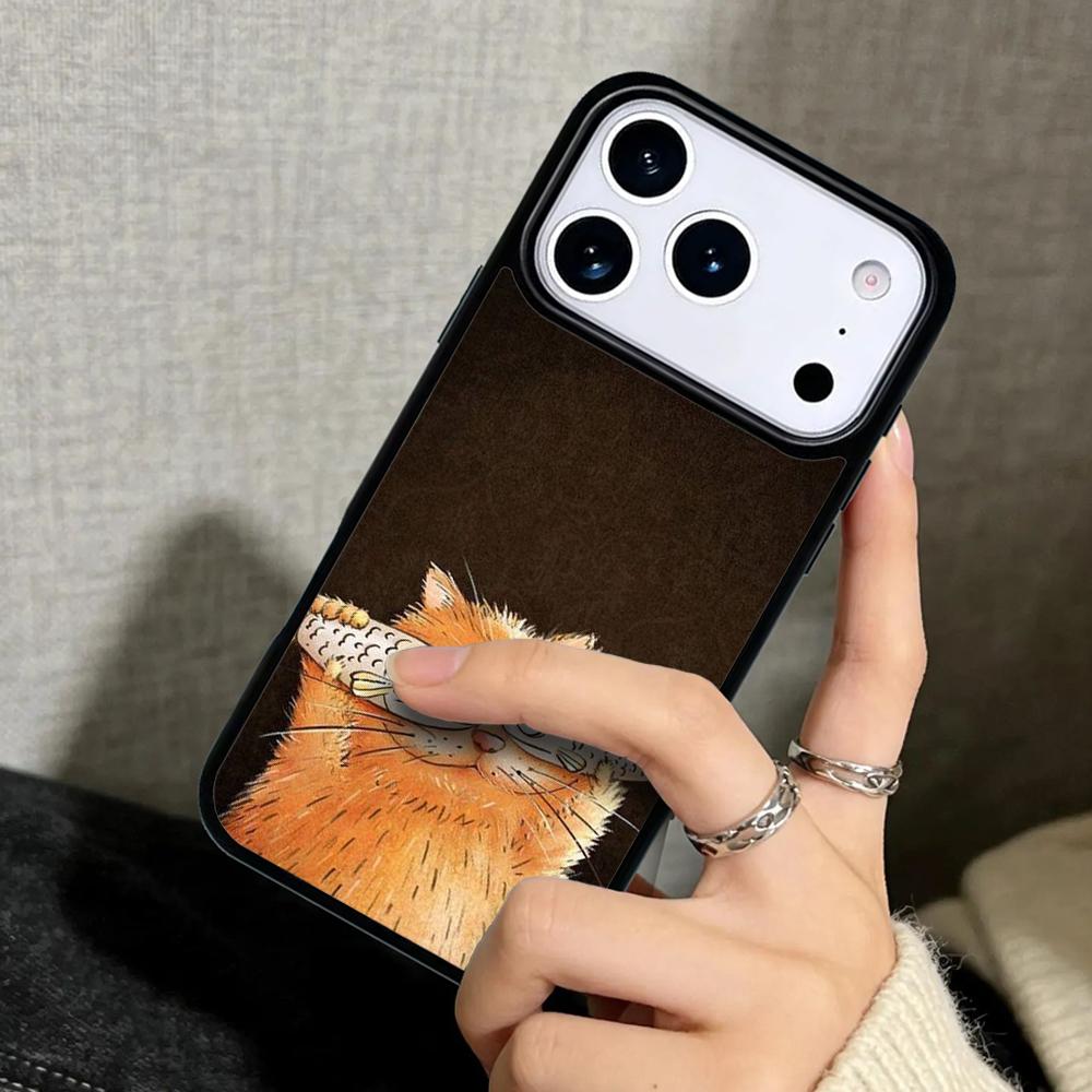 Capa Case for iPhone 17 Air 16 Pro Max 15 Plus 11 13 Mini 14 12 Back Phone Cover Cat And Goldfish print