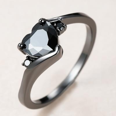 Colorful Zircon Black Ring Womens Finger Ring Creative and Versatile Accessory