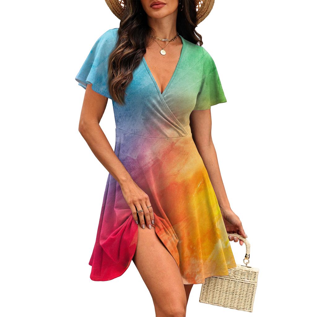 Modisches Lässiges Damenkleid mit Blumendruck