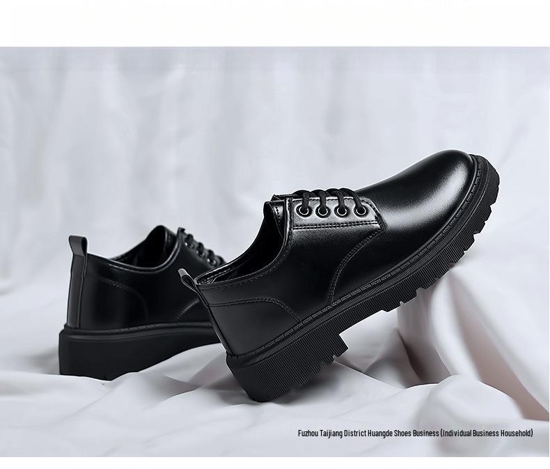Men's Black Leather Martin Boots - British Style Casual Formal Shoes for Summer 2025
