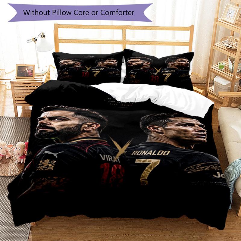 Ronaldo's Player Purple Kit Bedding Set, Breathable Duvet Cover with Pillowcases, Soft Bed Linen for Bedroom Home Decoration, Perfect Festival Birthda