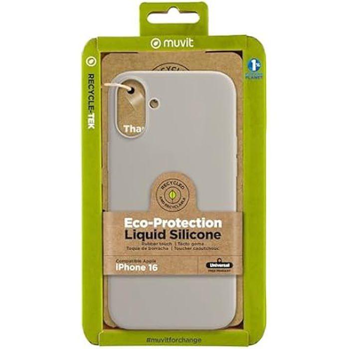 

Case - MUVIT - iPhone 16 - Recycled silicone - Flexible - Black чорний