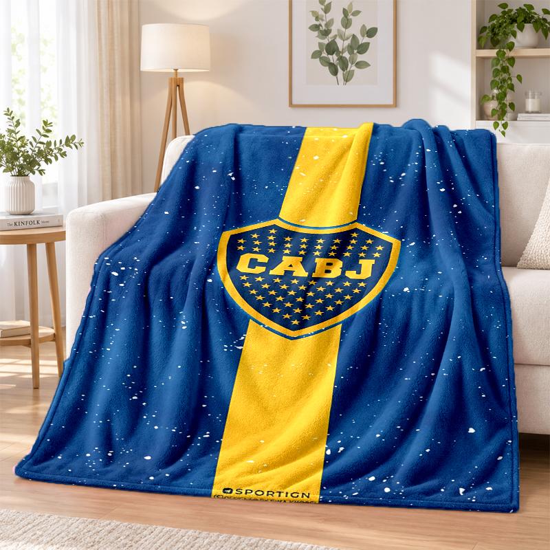 Boca Juniors Flannel Throw Blanket Soft Warm Cozy For Sofa Bed Indoor Home Bedroom Use