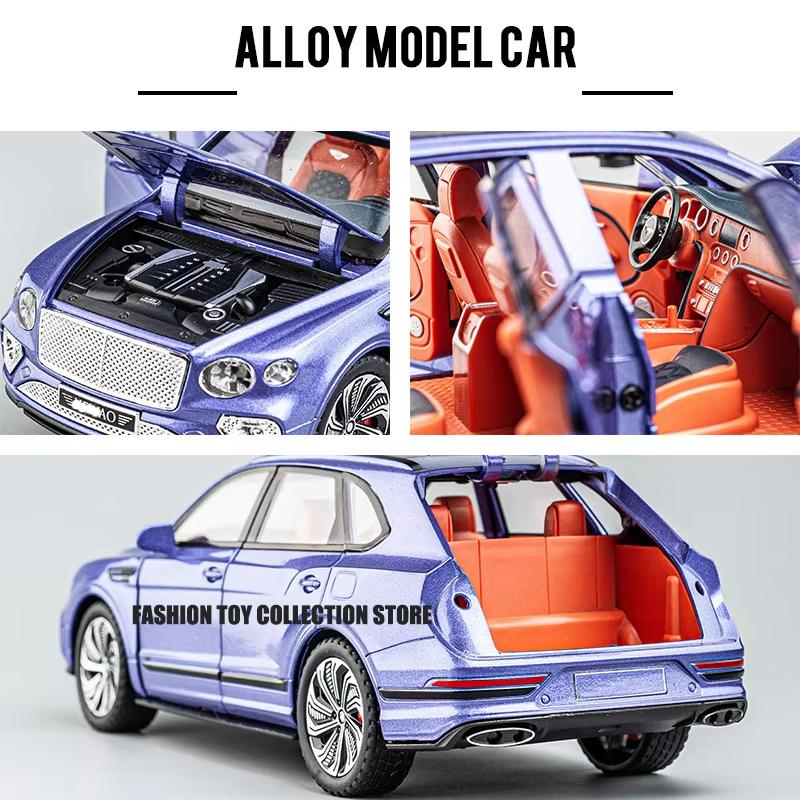 1:24 Bentley Bentayga Alloy v plném měřítku Model auta litý pod tlakem Šestidveřový design Starry Sky Top Simulace Britské luxusní auto Autíčko pro chlapce Dárková kolekce