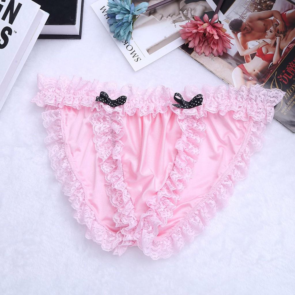 Men Briefs Briefs Underwear Satin Lace Bow Thong Panties Panties Underpants