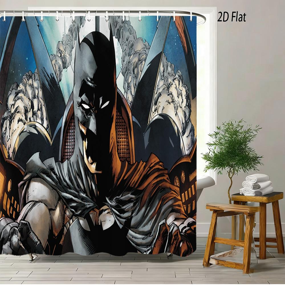 Batman Comic Book Battle Scene Waterproof Shower Curtain, Superhero Bathroom Decor With Kraak Sound Effect For Fans