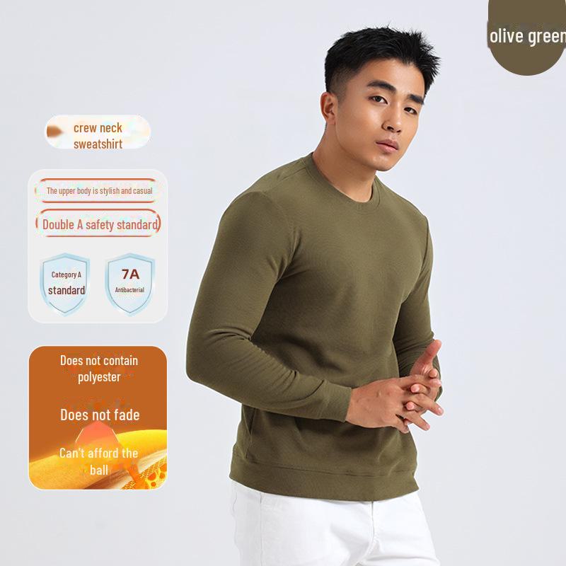 

Мужская немецкая бархатная согревающая рубашка с круглым вырезом и гиалуроновой кислотой, повседневный теплый топ, также можно использовать как спортивную толстовку XL оливковое зеленый