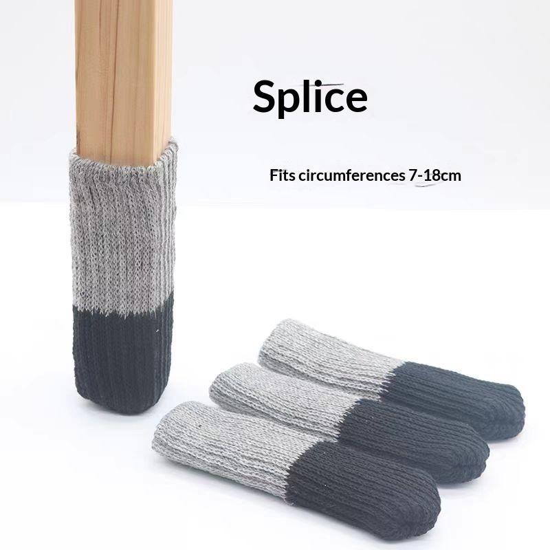 Table Chair Foot Cover Pad Protective Stool Foot Cover Leg Cover, Double-layer Thickened Knitted Chair Foot Cover Silent Non-slip Foot Cover