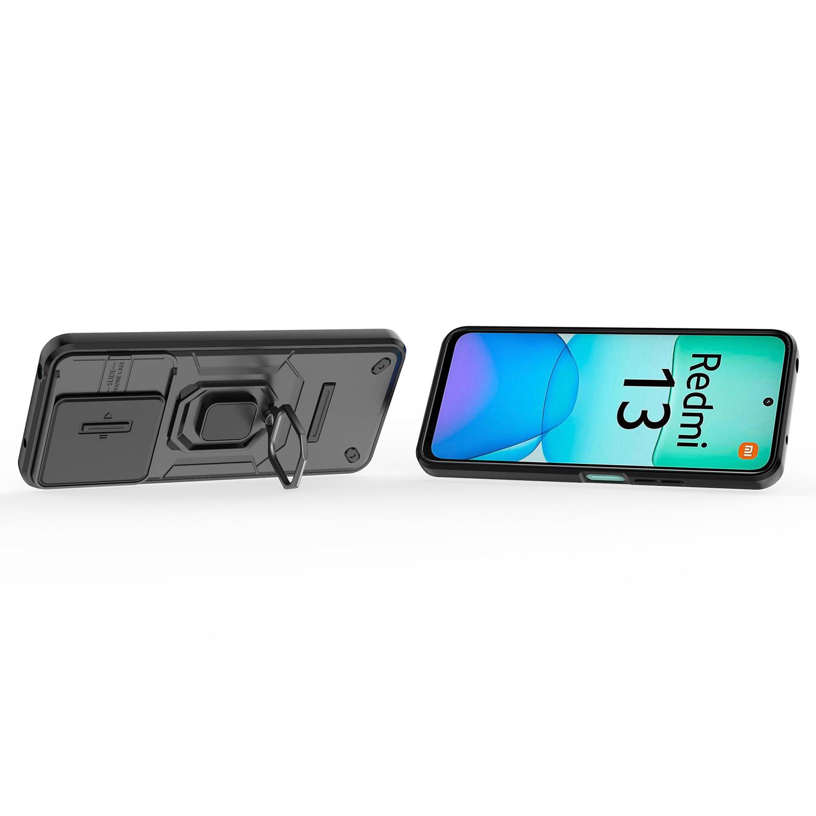 

For Xiaomi Redmi 13 5G/13 4G Case Camshield Kickstand PC+TPU Phone Cover Blue