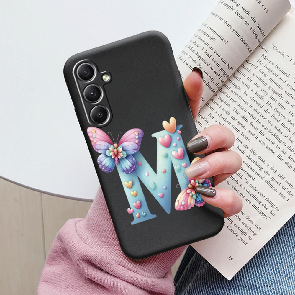 Phone Case For Samsung Galaxy A15 A25 A35 A55 A13 Colorful Letter Love Flower Butterfly Women INS Shell Fundas Bumper Soft Cover