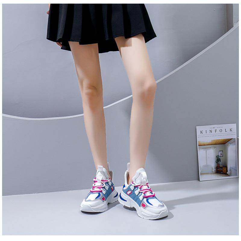 New Color Block Dad Shoes Women Chunky Platform Sneakers Fashion Casual Height Increasing Shoes