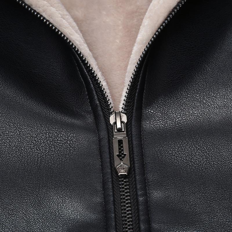 Зимняя новая меховая цельная мужская куртка среднего возраста из утолщенной разноцветной — фото 5