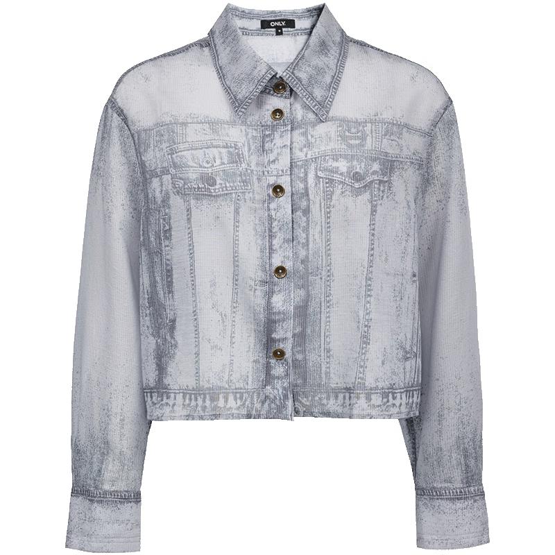 ONLY 2025 Summer Digital Print Loose Lapel Long-Sleeve Shirt L
