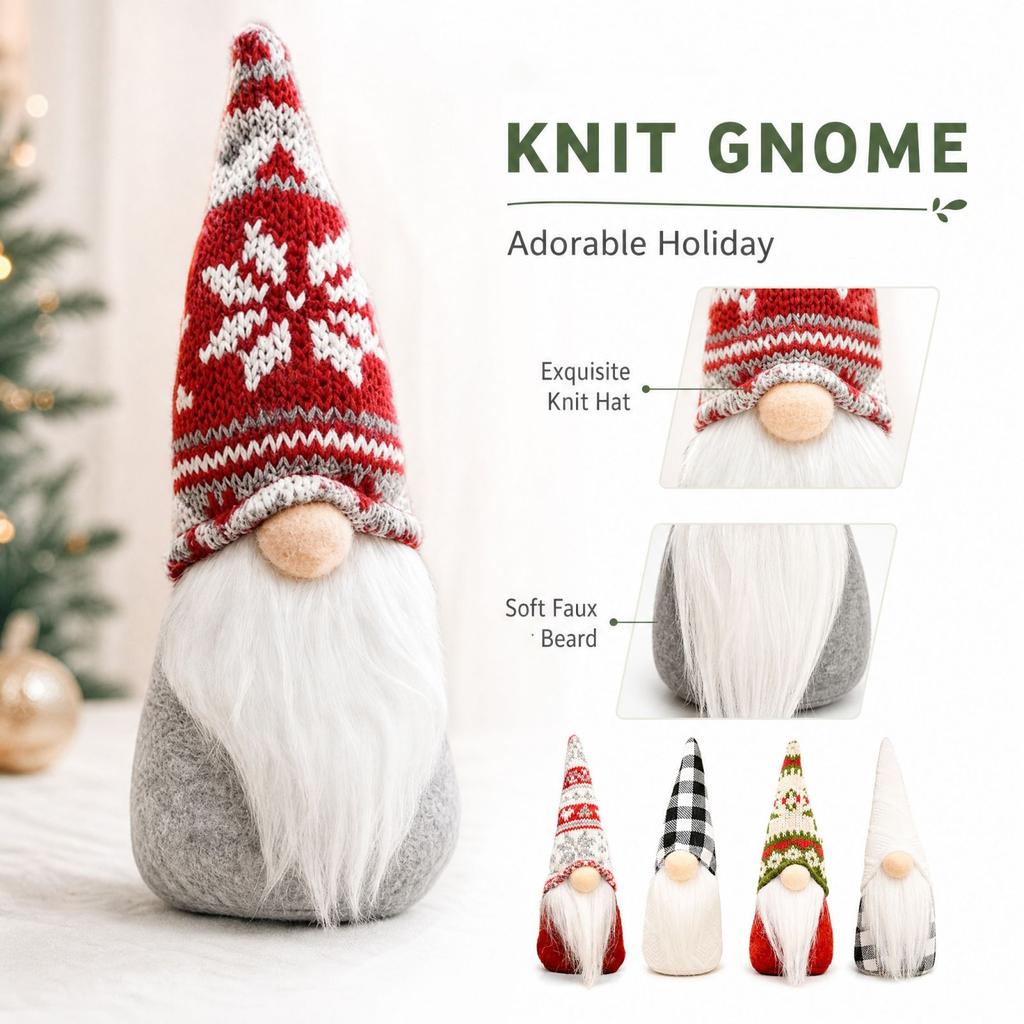 Christmas Gnome Decoration, Faceless Old Man Standing Figurine, Character Doll Ornament for Holiday Display